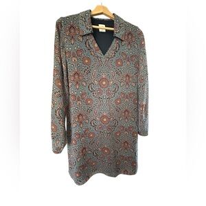 CAbi Blue and Brown Floral Dress Size M